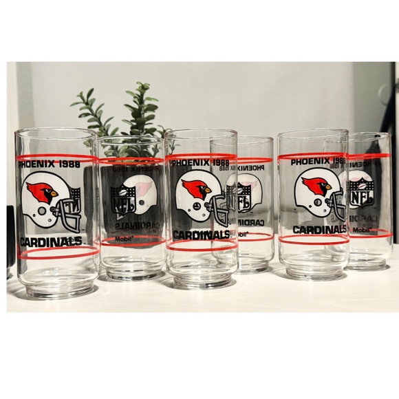 Set of 6- Vintage Arizona Phoenix Cardinals 1988 Mobil Drink Ware - Picture 4 of 6